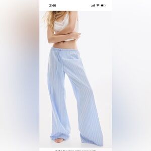 H&M Cotton Pajama Pants Light blue/striped XS